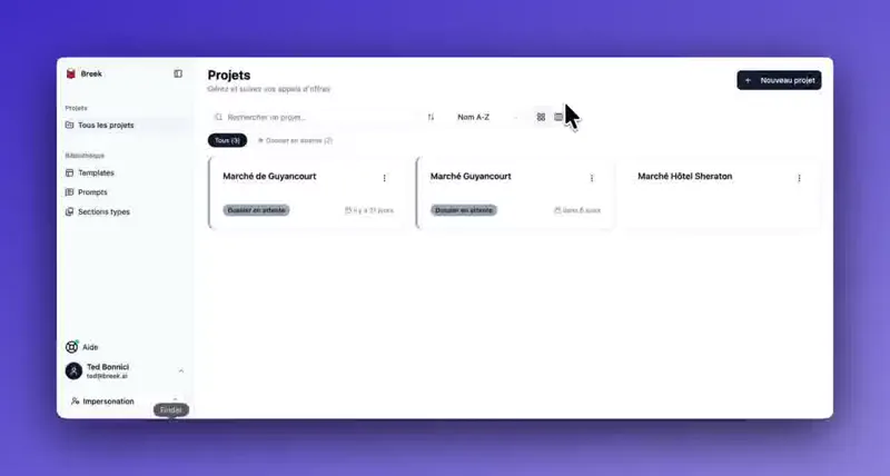 Capture d'écran de l'application